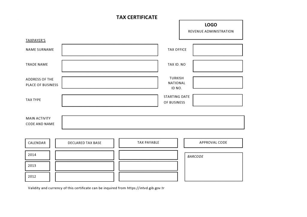 Tax Certificate